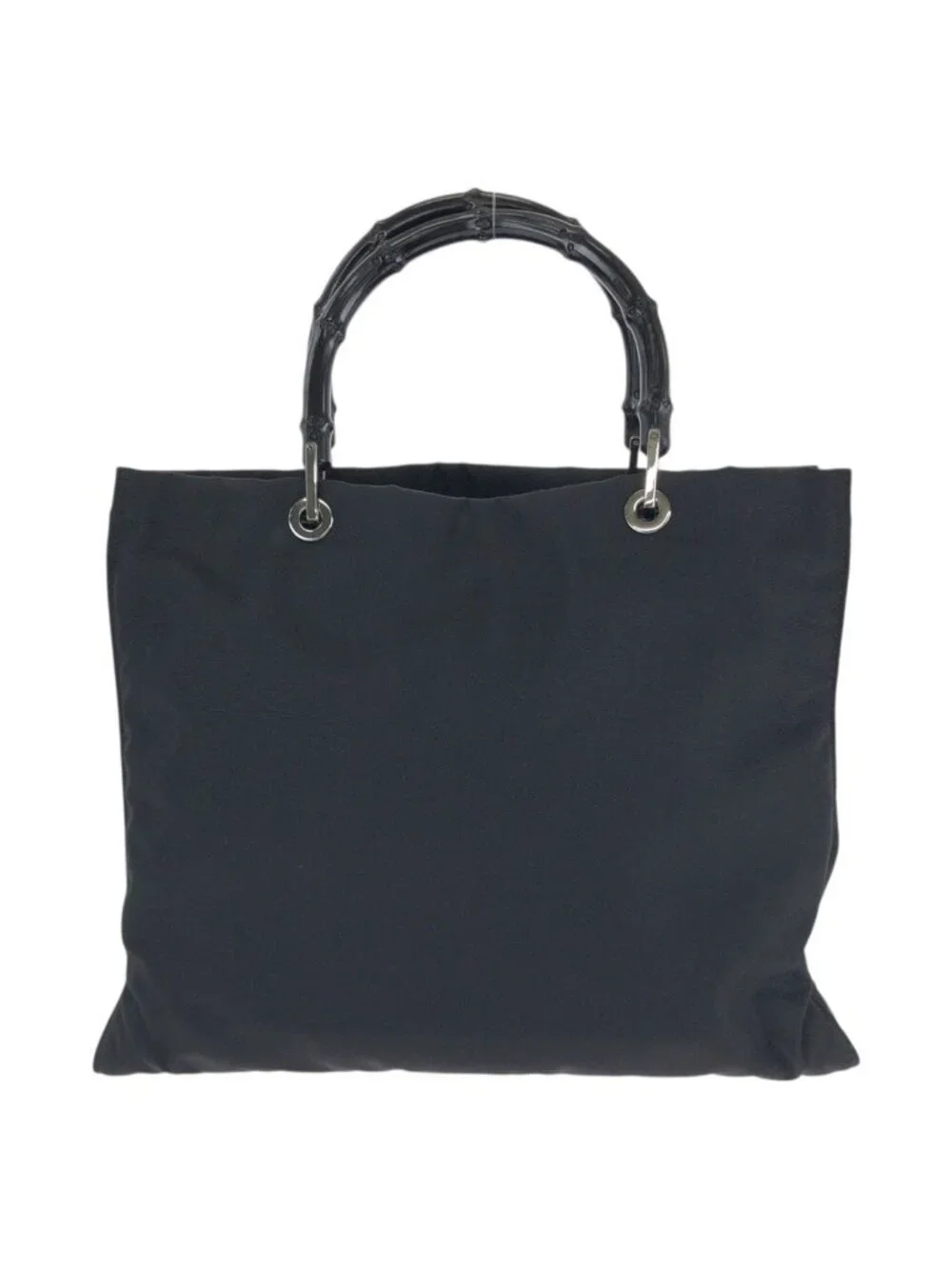 Gucci Bamboo Black Silver Nylon 002 Tote